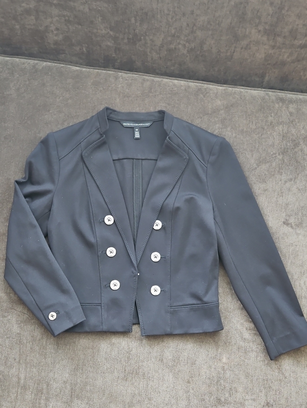 White House Black Market Black Double-Breasted Cropped Blazer